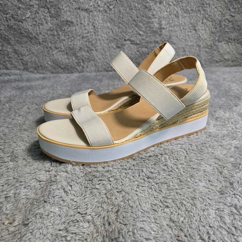 Madden NYC Wedge Sandals Cream Espadrille Platform‎ Elastic Women 11 NEW